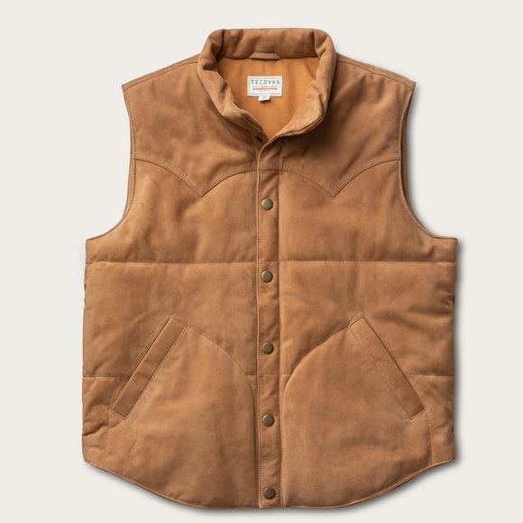 Tecovas Other - Tecovas “The Goat Suede puffer Vest” size small, honey color, NWT